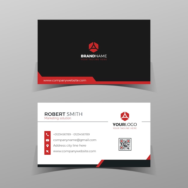 business card design template Two sided black and red on the gray background Vector illustration