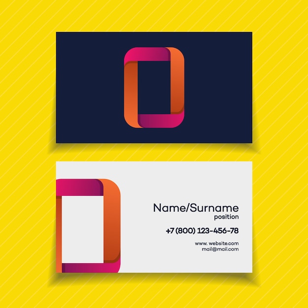 Business card design template with O logo on yellow background Perfect for your business design Vector Illustration