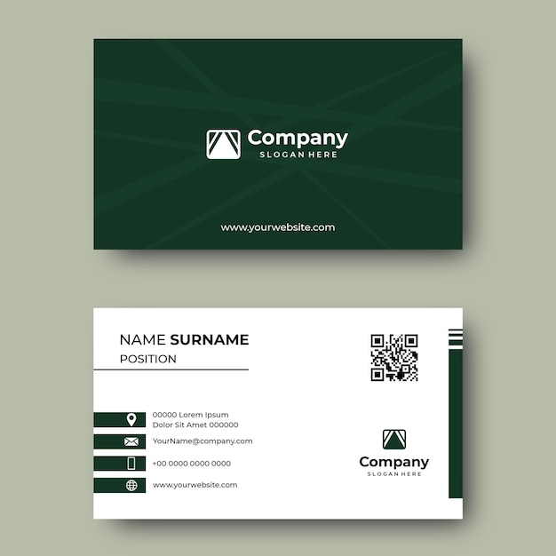 Business card design with elegant green color