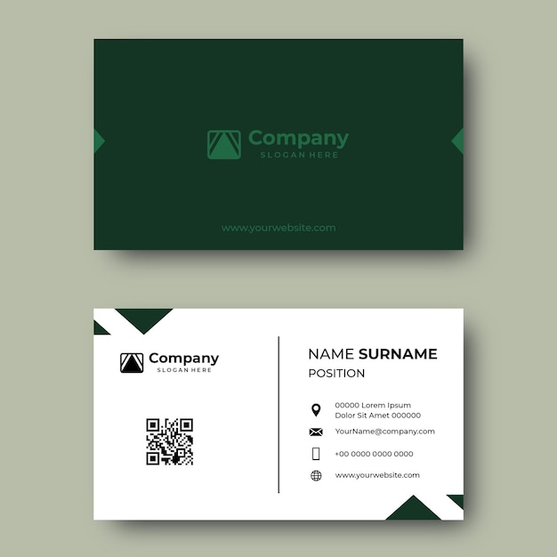 Business card design with elegant green color