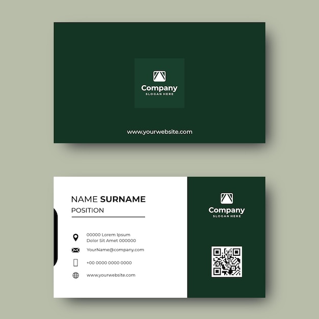 Business card design with elegant green color