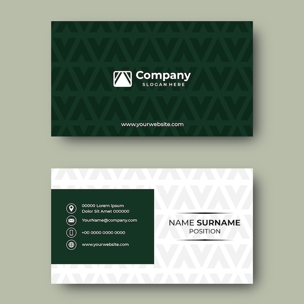 Business card design with elegant green color