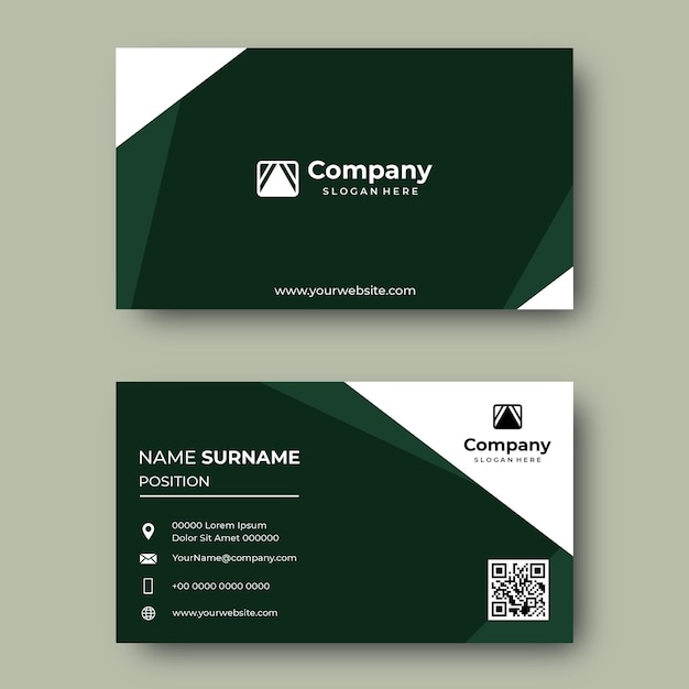 Business card design with elegant green color