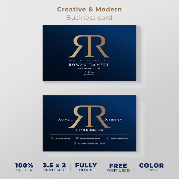 Business card elegant blue