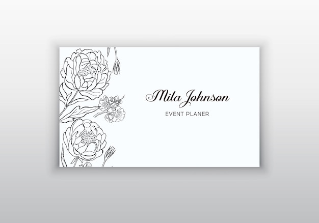 A business card for a event planner with flowers.