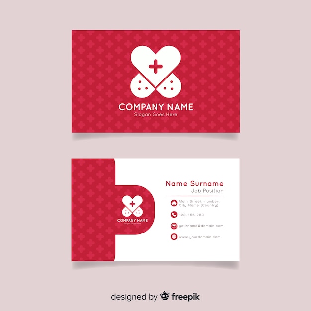 Business card for hospital or doctor in flat style