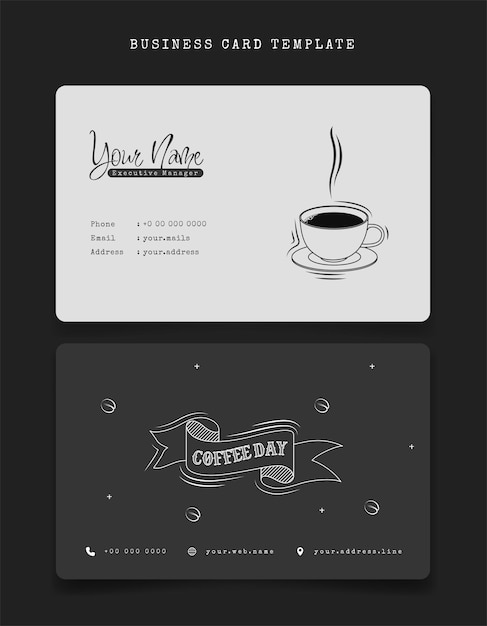 Business card or ID card template for Coffee shop employee identity in white and gray background