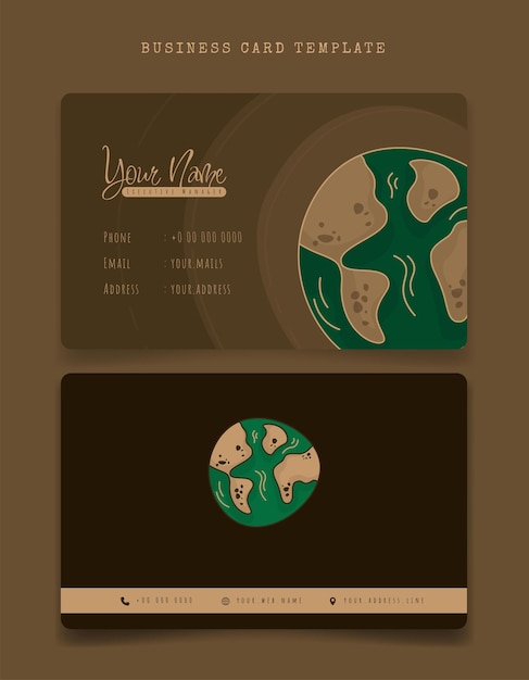 Business card or id card template for employee identity with earth in cartoon design