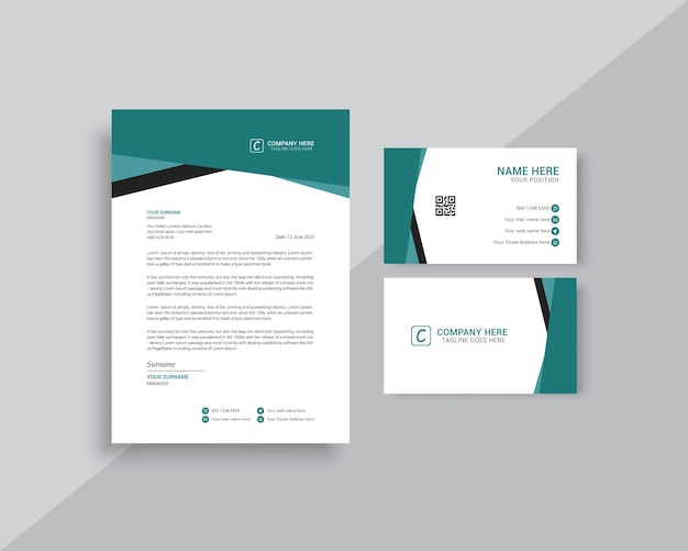 business card and letterhead stationery mockup template