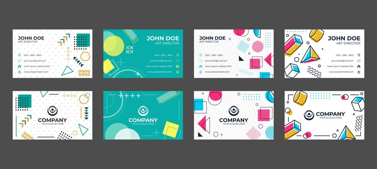 Vector business card in memphis style template design