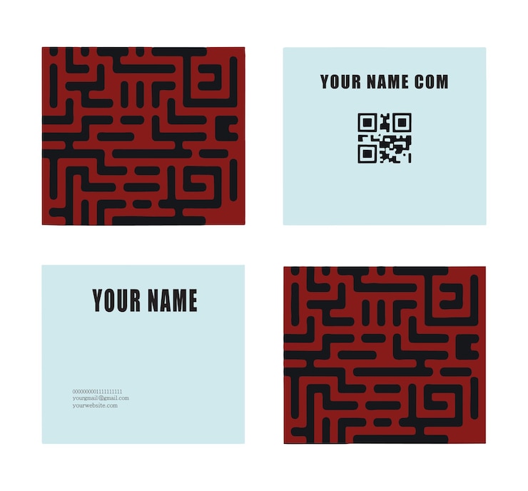 Vector business card mockup template with qr code design illustration