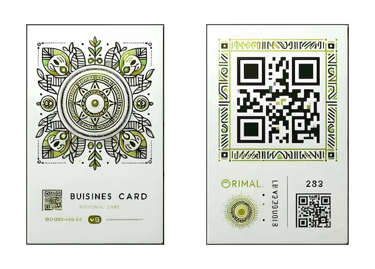 Vector business card mockup with qr codes design