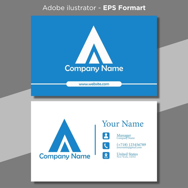 Business card modern blue and white template - Premium Image High Quality