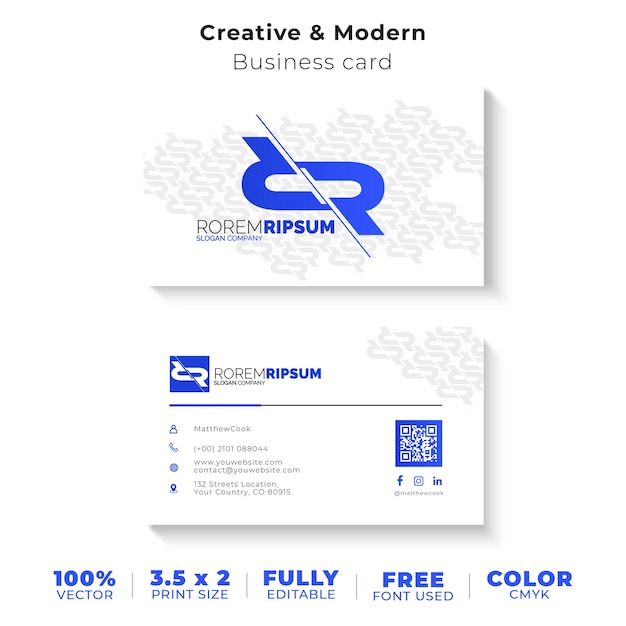 Business card modern blue