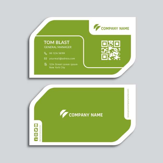 Визитная карточка современный корпоративный зеленый цвет профессиональный шаблон