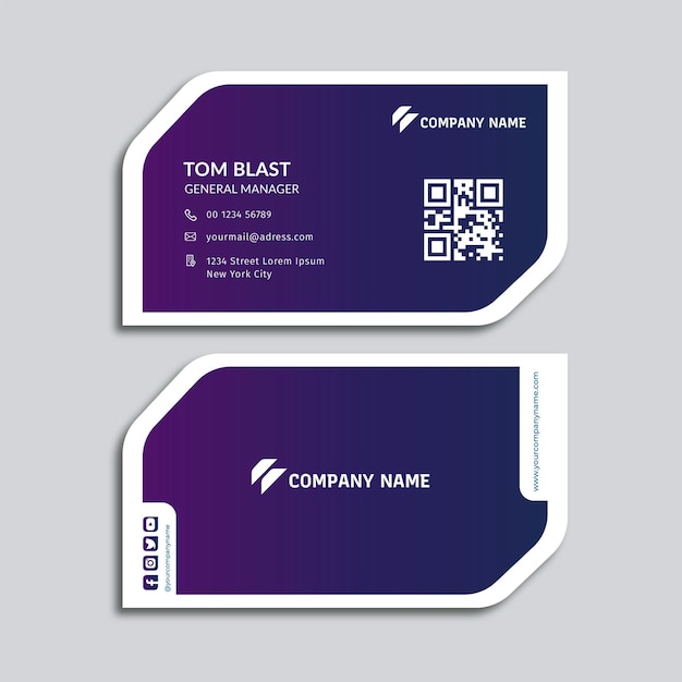 Vector business card modern corporate purple color professional template