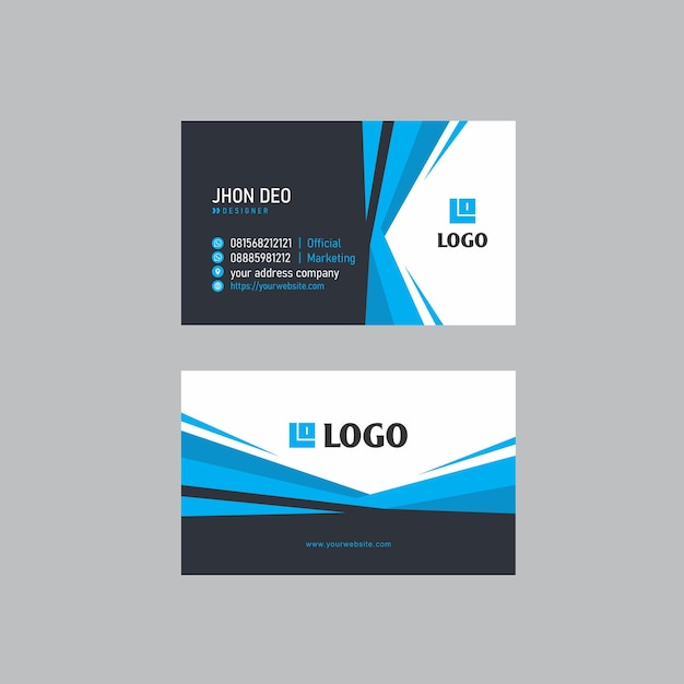 Vector business card name template with blue color