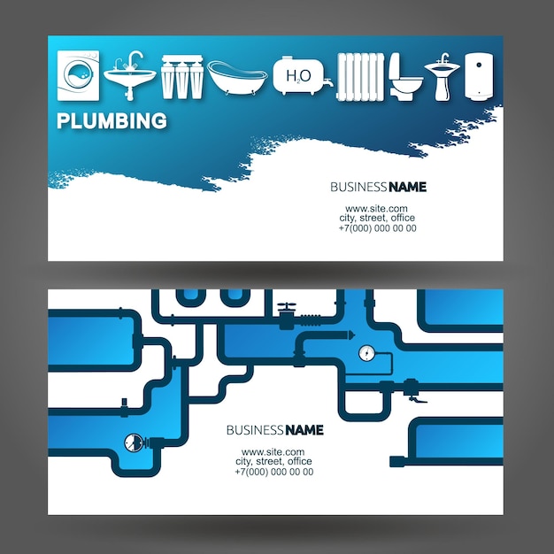 Vector business card for plumbing repairs