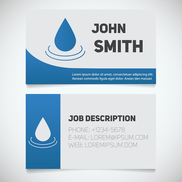 Business card print template with aroma oil drop logo. Manager. Spa salon cosmetologist. Aromatherapy. Stationery design concept. Vector illustration