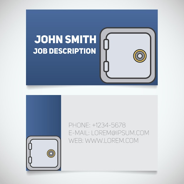 Business card print template with bank vault logo