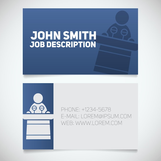 Business card print template with conference speaker logo