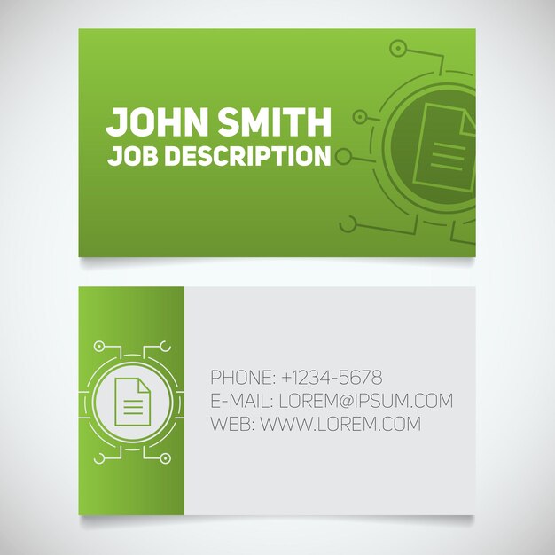 Business card print template with document logo