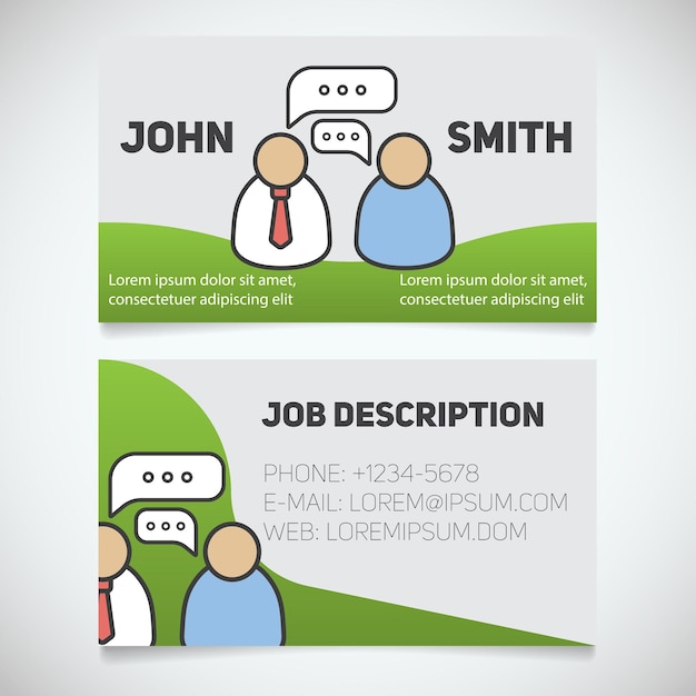 Business card print template with interview logo easy edit manager journalist reporter employer employee stationery design concept vector illustration