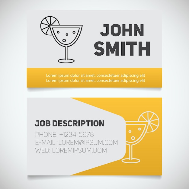 business card print template with margarita cocktail logo