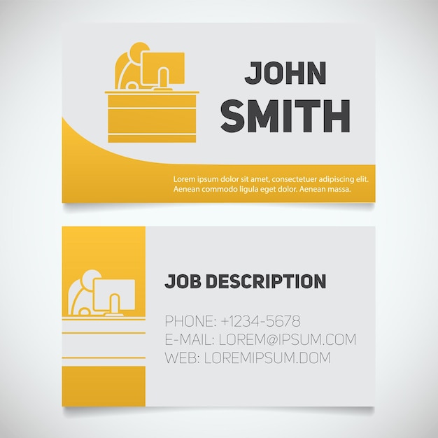 Business card print template with office manager logo Easy edit Manager Programmer System administrator Stationery design concept Vector illustration