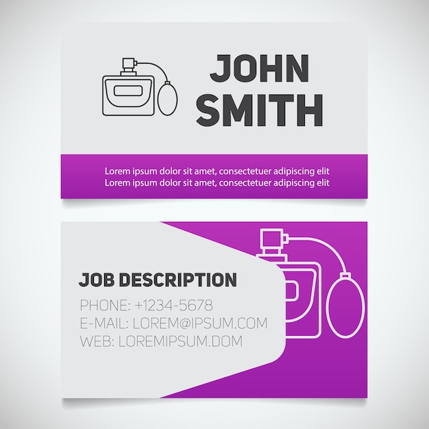 Business card print template with perfume logo