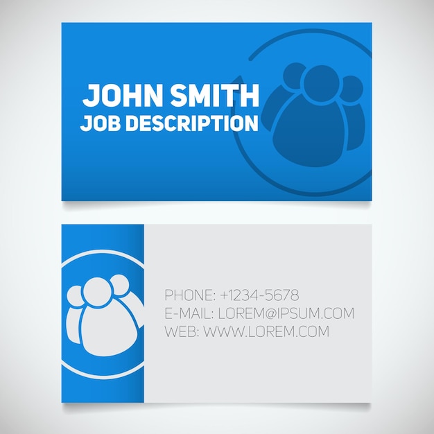 Business card print template with staff turnover logo