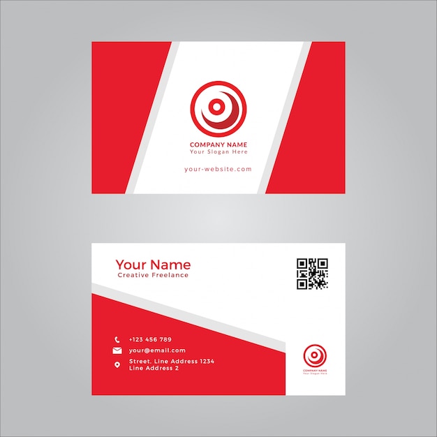 Business card red simple and modern