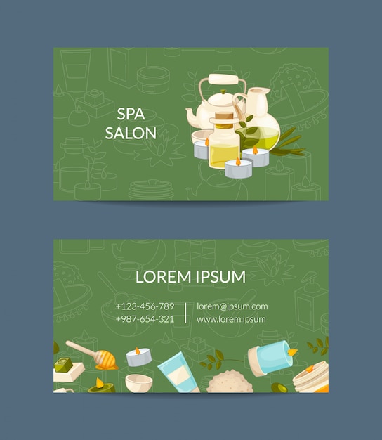 business card of set template for beauty and spa or massage salon illustration