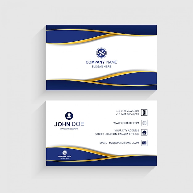 Business card set template creative wave design vector