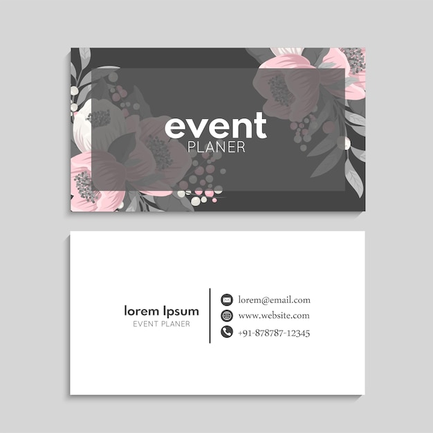 Vector business card set with flowers.