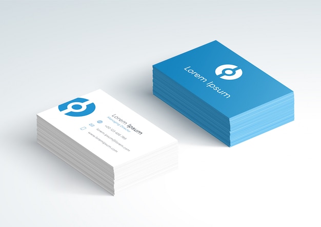 Vector business card stack front and back 3d mockup