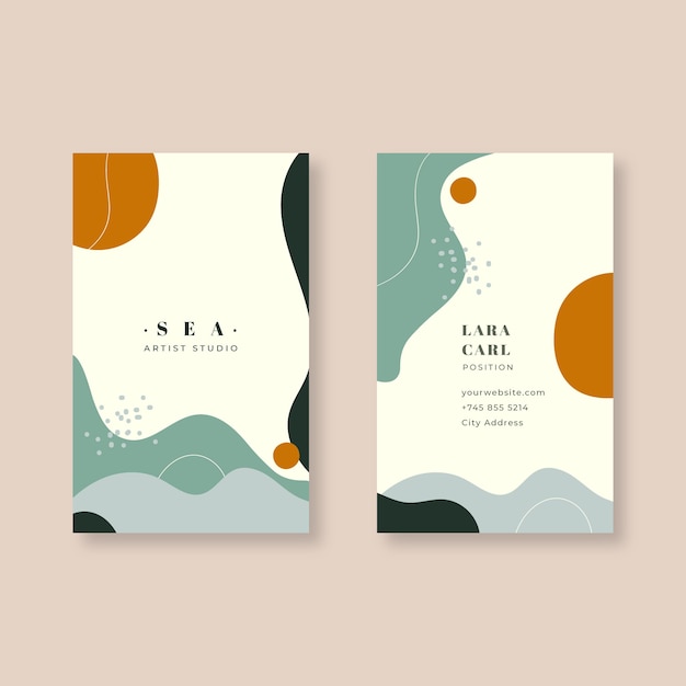 Vector business card template in abstract painted style
