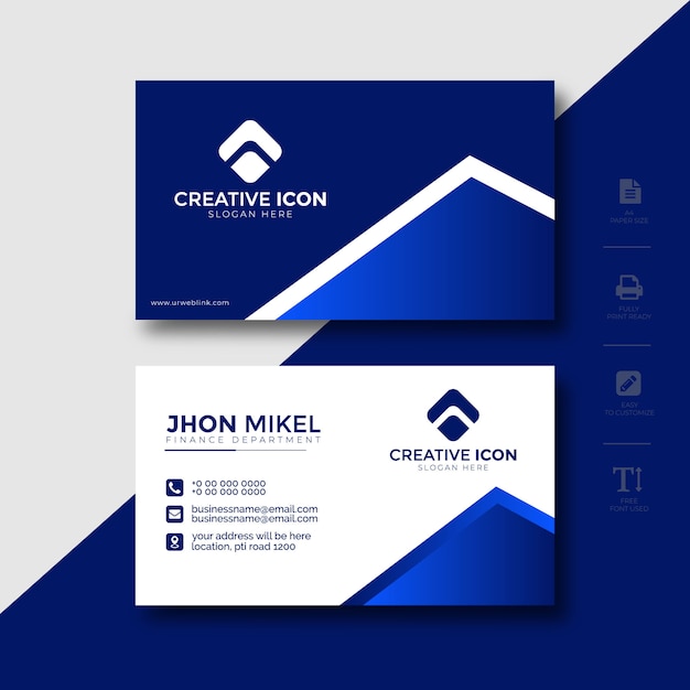 Business card template blue abstract design