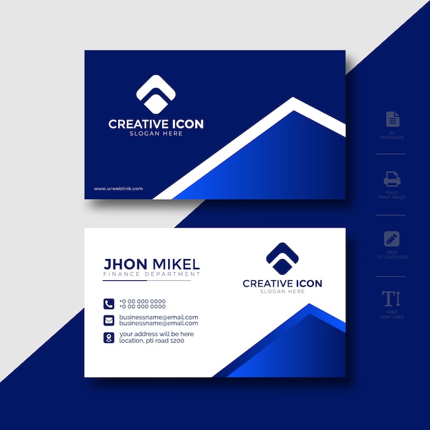 Business card Template Blue Abstract Design