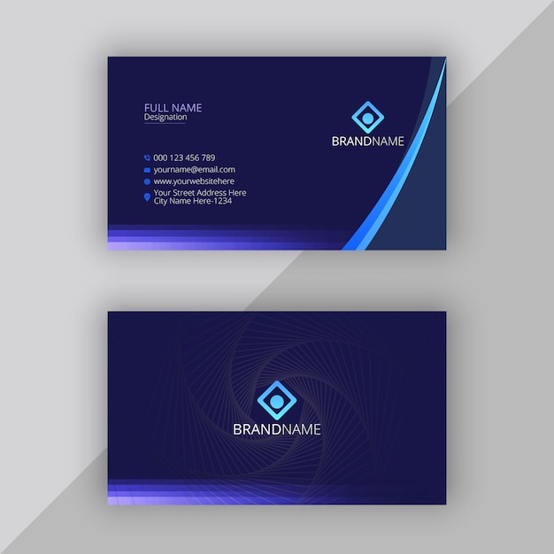 Business card template blue foil Premium Vector