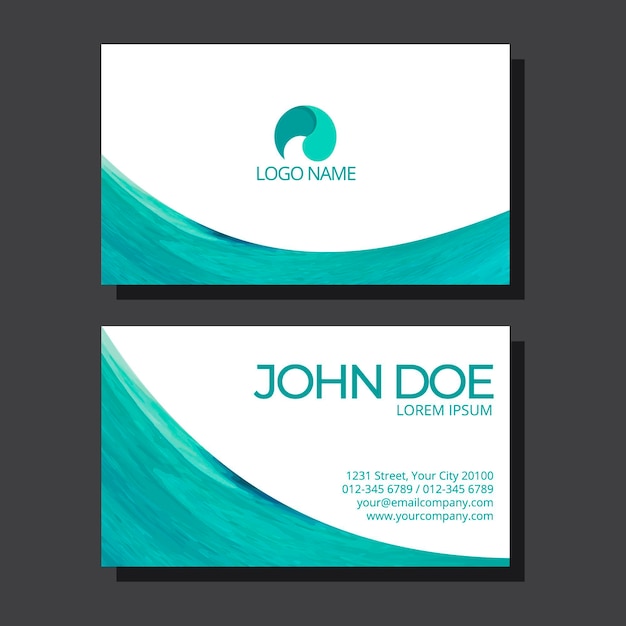 Vector business card template blue paint dipped