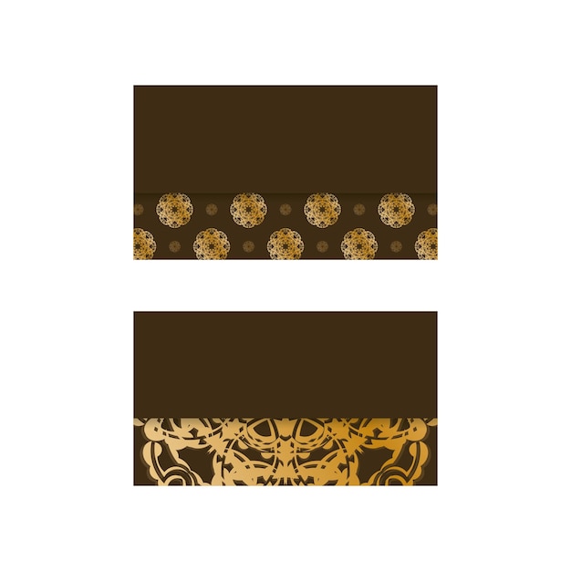 Business card template in brown color with luxurious gold ornaments for your business.