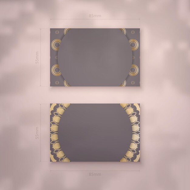 Business card template in brown color with luxurious gold ornaments for your personality.