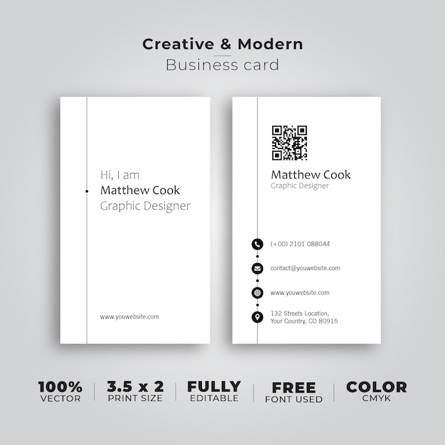 Vector business card template clean design black line