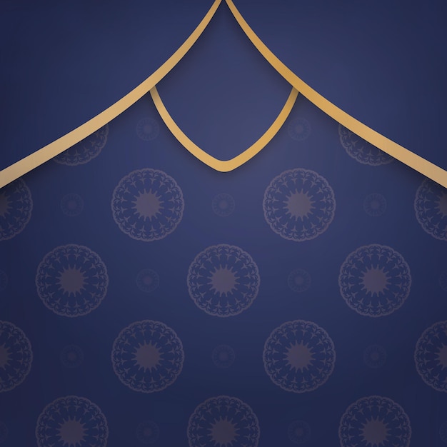 귀하의 비즈니스를 위한 추상적인 금색 패턴이 있는 진한 파란색의 명함 템플릿.