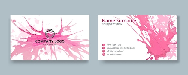 Vector business card template design with abstract oil paint brush strokes set of modern cards