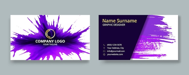 Vector business card template design with abstract oil paint brush strokes set with modern cards