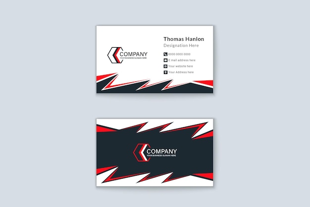 business card template design with red and black shapes