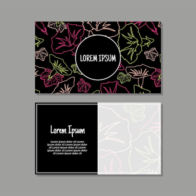 Вектор Шаблон визитной карточки цветы и листья бесшовный векторный дизайн шаблон двусторонней креативной визитной карточки альбомная ориентация векторная иллюстрация