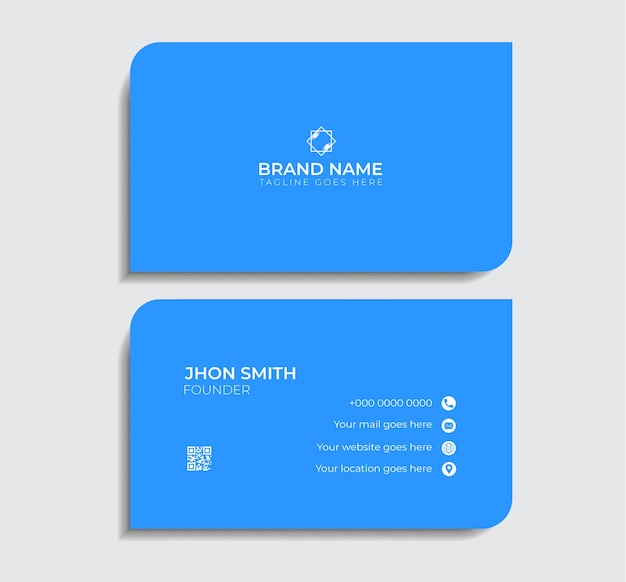 ベクトル 名刺テンプレート フレッシュカード ミニマルデザイン 白と青の独自デザイン シンプルなデザイン